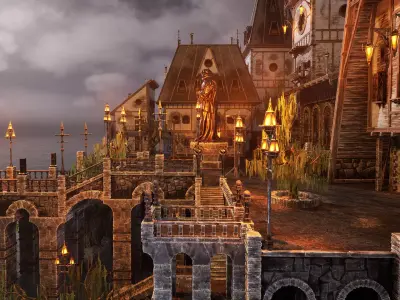 Twilight town Low-poly 3D model