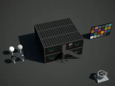 Site Cabins - Large group Low-poly 3D model