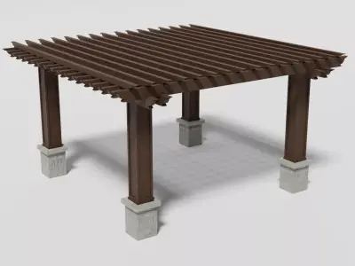 Wooden Garden Pergola 1 Low-poly 3D model