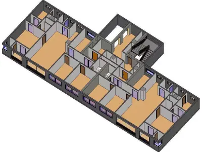 Apartment floor plan of dormitory 3D model