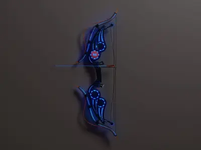 Sci-fi bow with arrow Low-poly 3D model