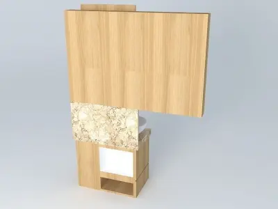 Small bathroom with niches and sliding door Free 3D model