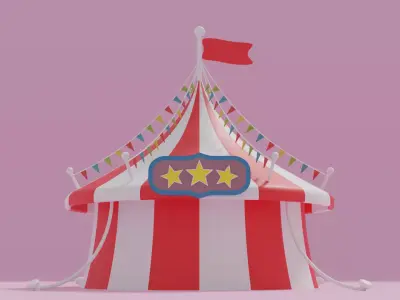 Cartoon Circus Tent 3D model