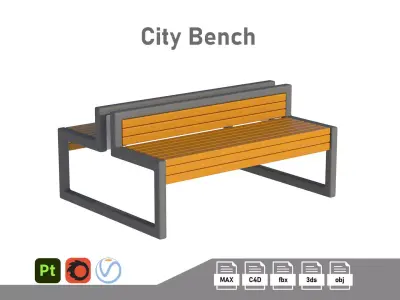 City Bench 04 Low-poly 3D model