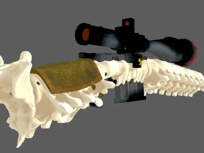Personalized one eyed horror sniper rifle Low-poly 3D model