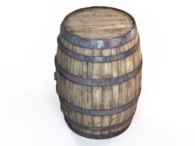 Old Wooden Barrel PBR Textures Low-poly 3D model