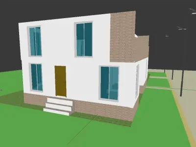 Penthouse house on street Low-poly 3D model
