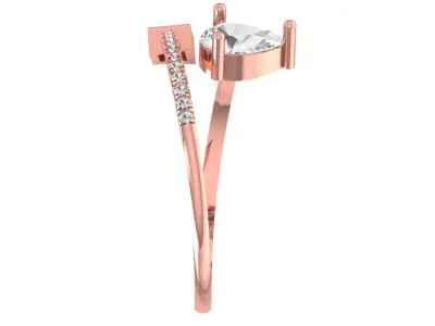 Open End Light Weight  Pear Princess stone Band Ring 3D print model