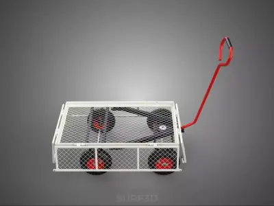 COMPACT FOLDING METAL GRID SIDE MESH TROLLEY CART WAGON DOLLY 4W 3D model