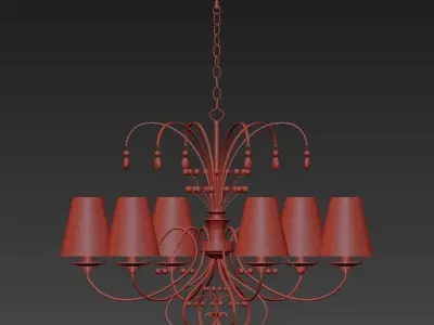 Pendant light chandelier in chrome with shades 3D model