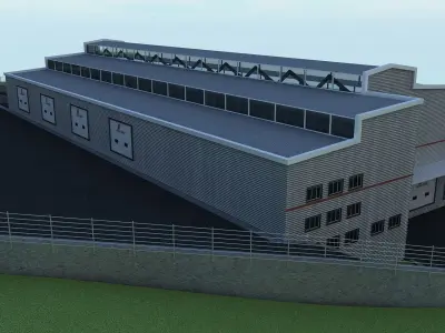 WAREHOUSE 1 industrial building with roof 3D model
