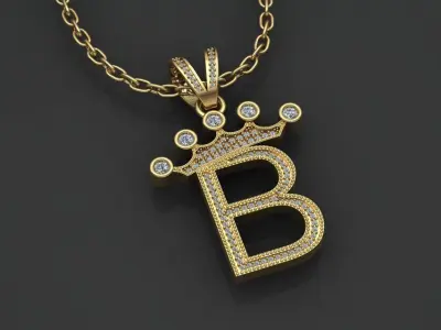B letter pendant 3D print model