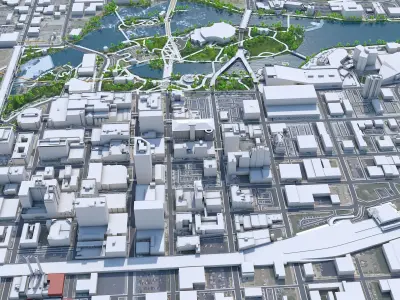 Spokane Downtown Washington USA Low-poly 3D model