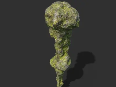 Low poly Mossy Cave Rock Module 191220 Low-poly 3D model