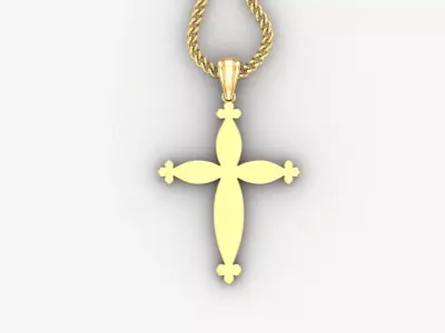 Light Gold 18K Cross Pendant 1CP064 3D print model