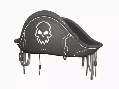 Cyberpunk Pirate Hat A08 - Character Design Low-poly 3D model