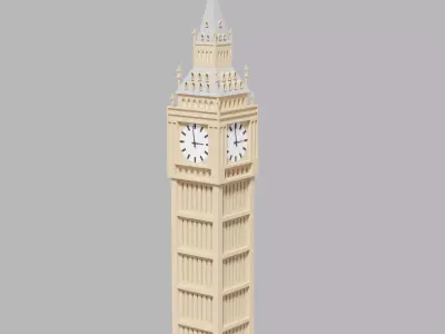 Cartoon London Big Ben Elizabeth Tower Low-poly 3D model
