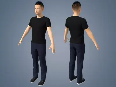 Realistic binding male staff Low-poly 3D model