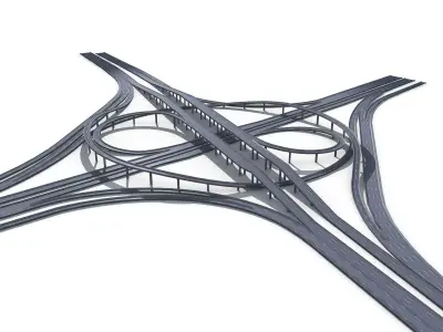 Highway Road Viaduct Flyover-10 3D model