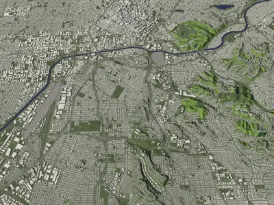 Los Angeles USA in 20 km x 20 km - city and urban 3D model