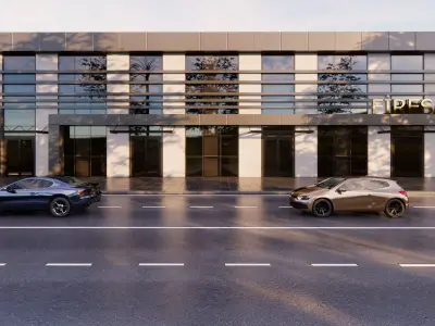 Factory Exterior scene Low-poly 3D model