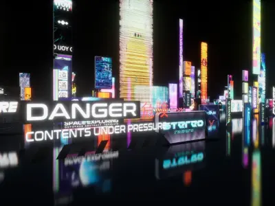 Cyberpunk Billboards  Signs Set  Low-poly 3D model