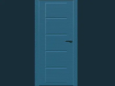 Modern Blue Hexagon Patterned Door 3D model