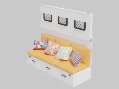 Caravan Couch Bunk Bed 3D model