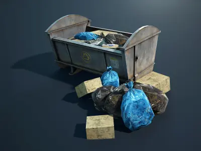 Garbage Containers Game Low-Poly Low-poly 3D model