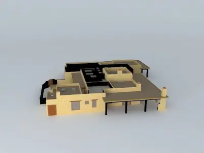 Flat Roofed House Free 3D model