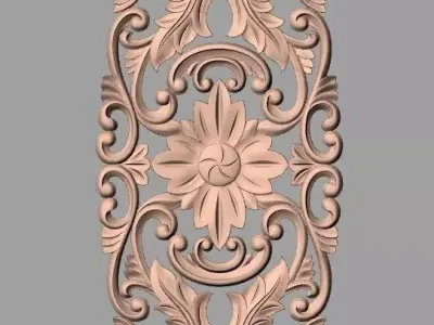 European style flower 3D relief STL Model for cnc engraving E070 3D model