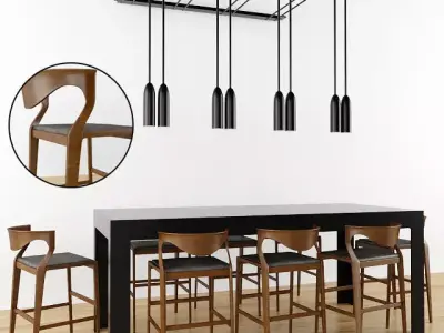 chair and table  Low-poly 3D model