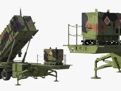  MIM-104 Patriot Surface to Air Missile SAM Battle Position 3D Model 