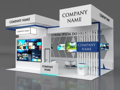 Booth Exhibition Stand Stall 6x9m Height 500 cm 3 Side Open 3D model