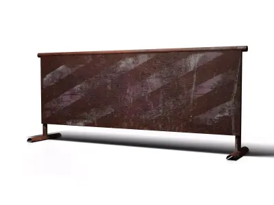 Rusty Old Street Barricade Low-poly 3D model