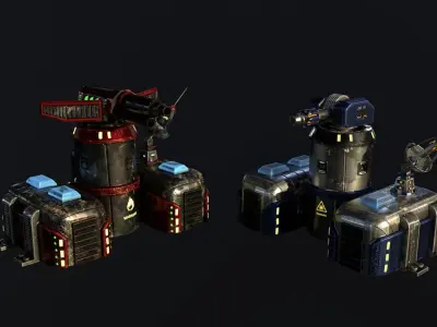 Sci-Fi Towers Pack Low-poly 3D model