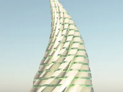 Sci-Fi Spiral Tower 3D model