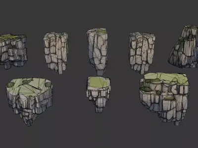 Stylized Rock Cliff Packs 01 Low-poly 3D model