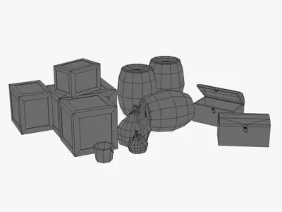 Low Poly Storage Props 3D model