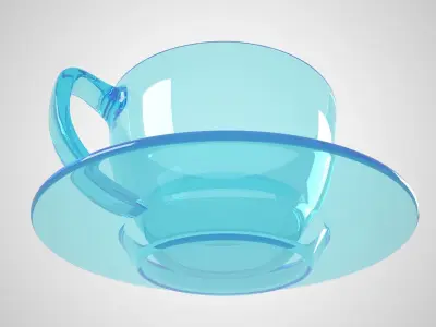 Glass Coffee Cup Light Cyan Color 3D model