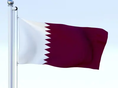 Animated Qatar Flag Low-poly 3D model