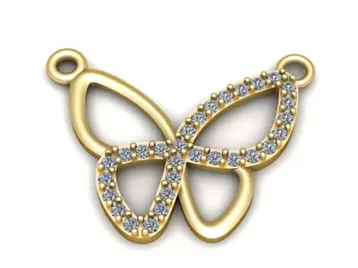 Diamond Butterfly Pendant  3D Printable Model 3D print model