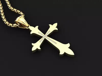 High Cross Pendant Light Gold 18K 3CP021 3D print model