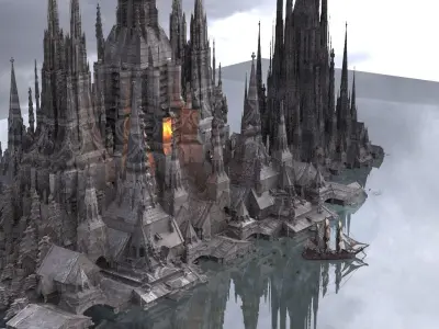 Dark Fantasy Port City 1 3D model