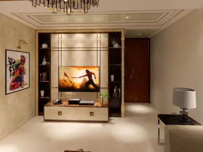 Living and Dining with Kitchen interior design 3D model