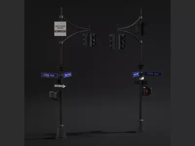 Traffic Light Signals Low-poly 3D model
