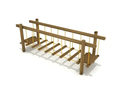  Kids Game Play Equipment 012 Wood Chain Bridge 3D model