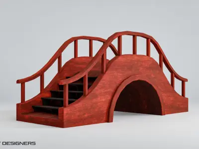 Japanese Bridge Low-poly 3D model