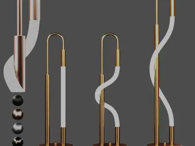 3 luke table lamp- aura- leira -3 lights -5 mat 3D model