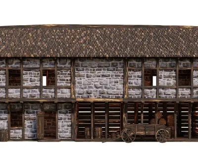 Old Medieval Building House 4K Textures GameReady 64 Low-poly 3D model